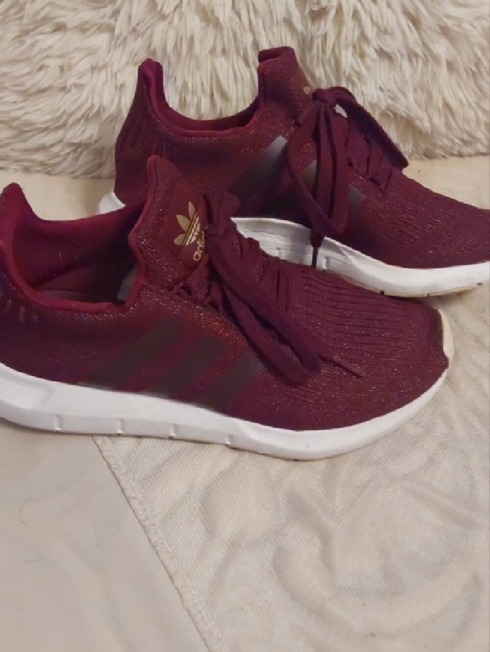 adidas Women's Maroon Knit Lace-Up Athletic Sneakers - Picture 3 of 3
